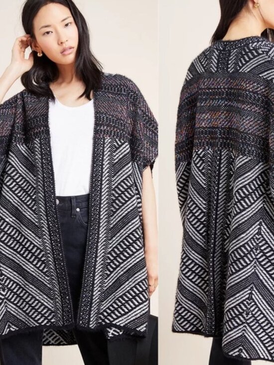 Sweaters - Anthropologie Molly Bracken Sally geo print cardigan / poncho (size XS/S)